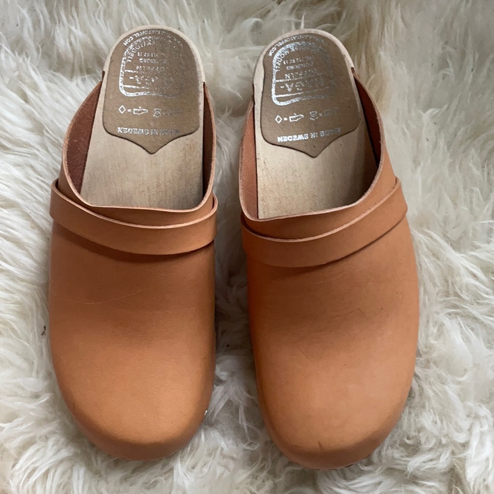 Natural leather Haga Toffeln clogs (size 42)